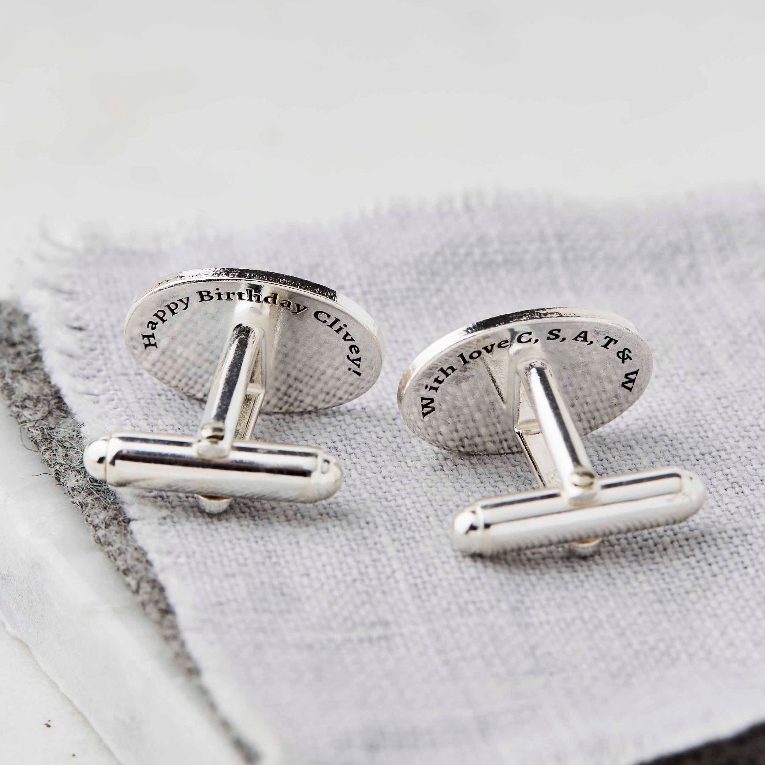 Personalised Oval Sterling Silver And Gold Bee Cufflinks