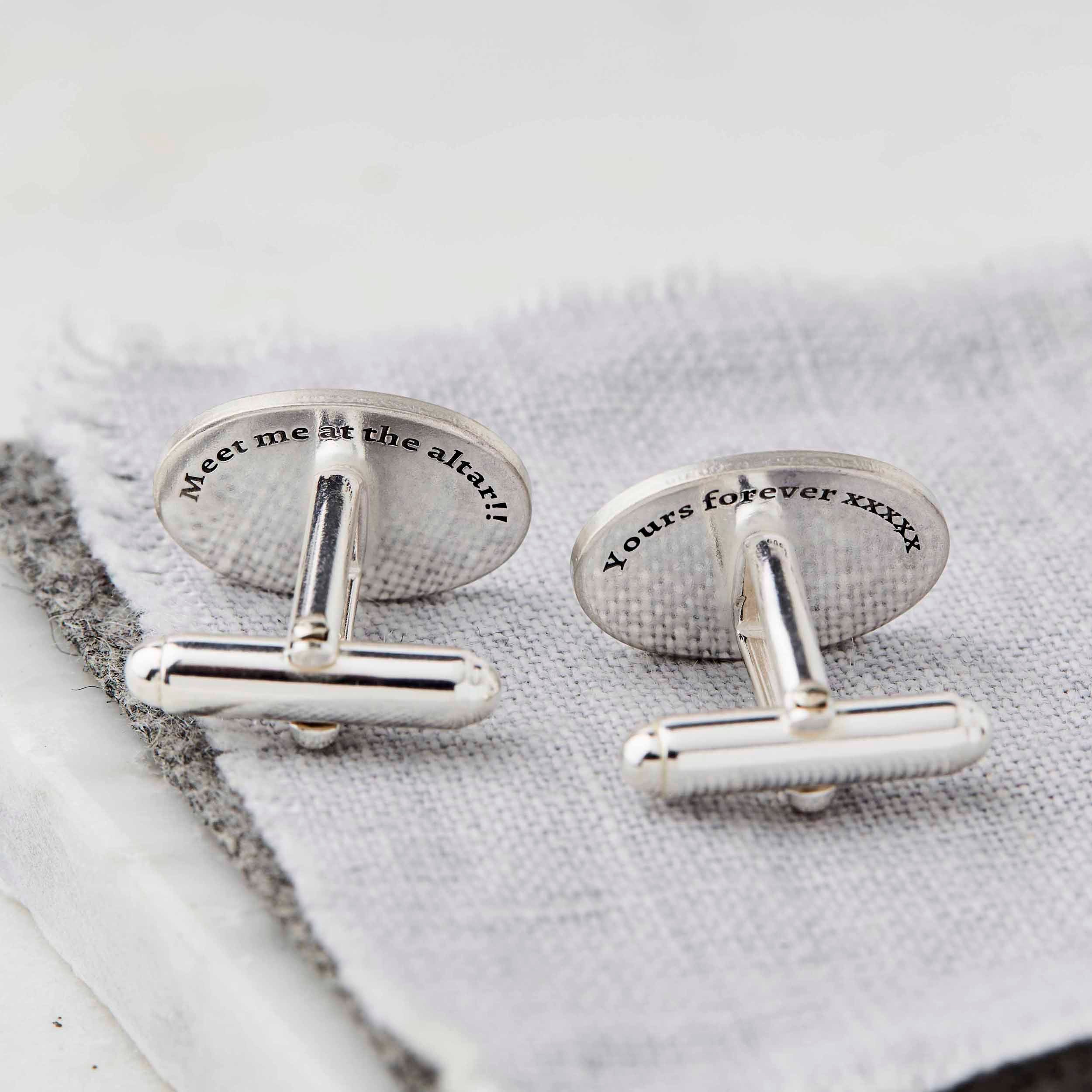 Personalised Oval Sterling Silver Coordinates Cufflinks