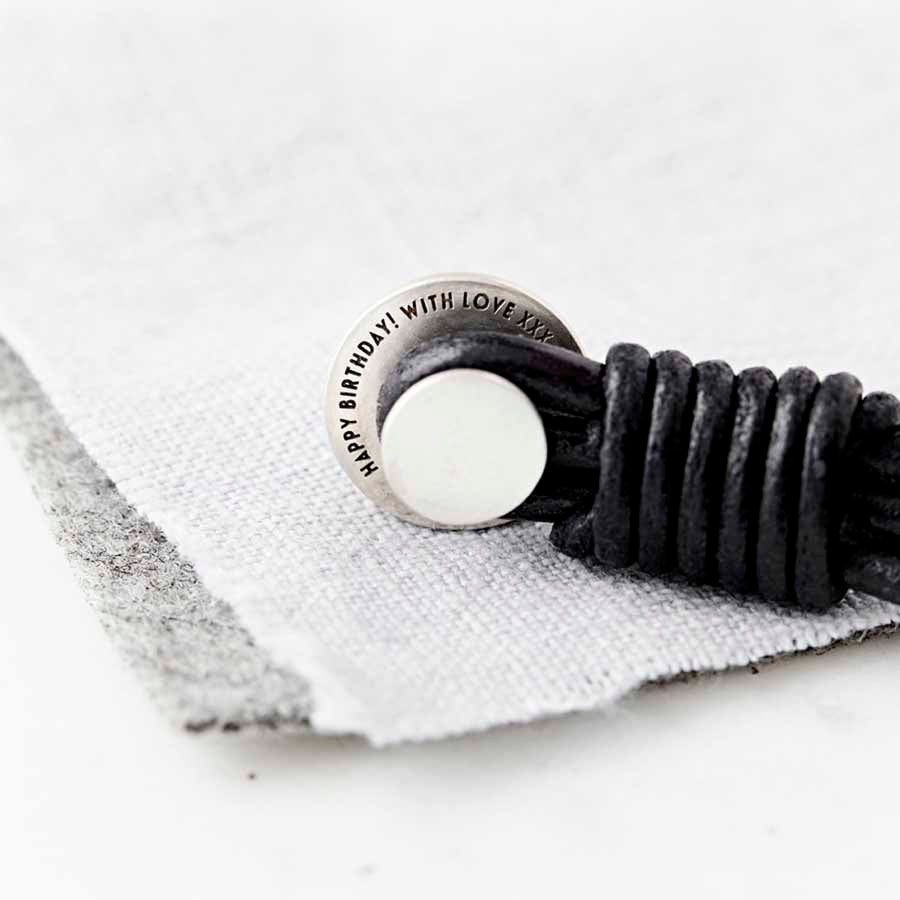 Personalised Eternal Love Silver And Leather Bracelet Hidden Message