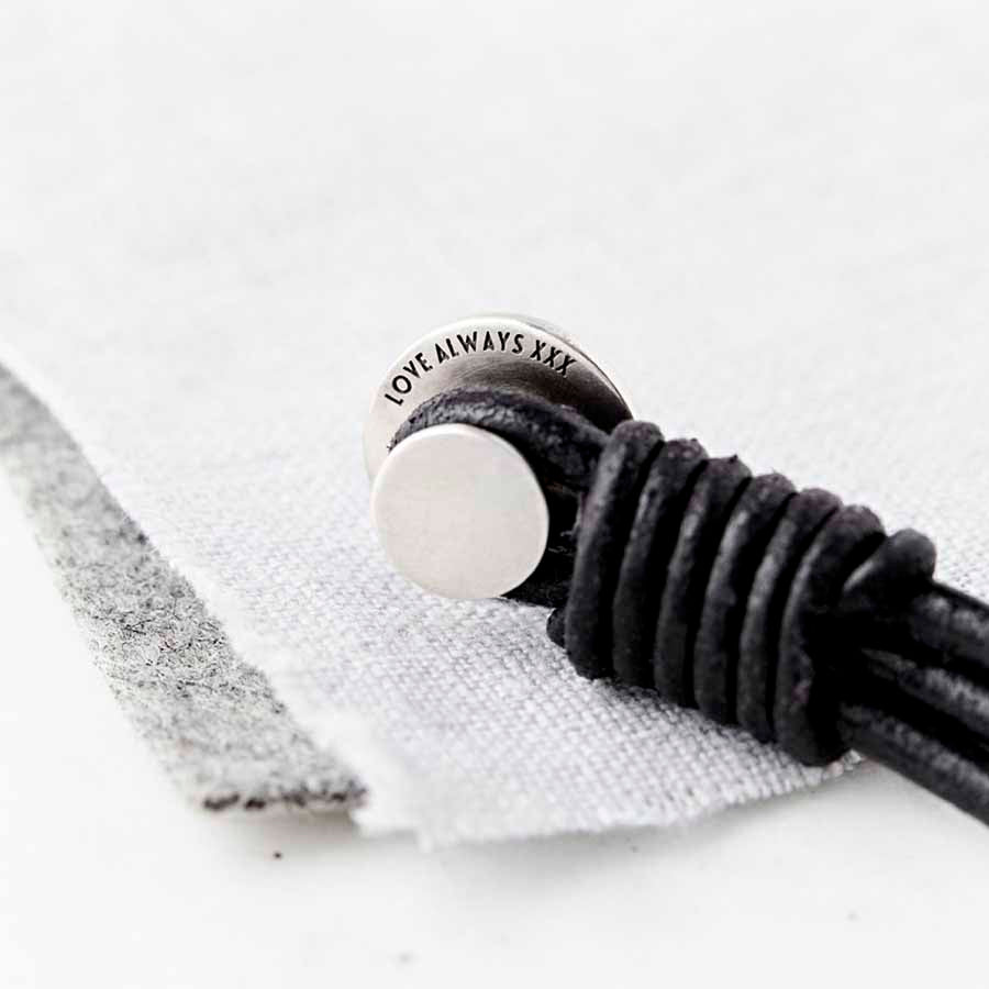 Personalised Eternal Love Silver And Leather Bracelet Hidden Message