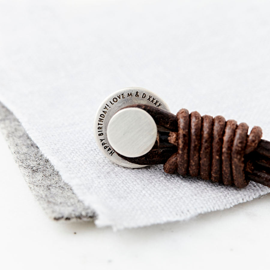 Personalised Men's Silver And Leather Bracelet