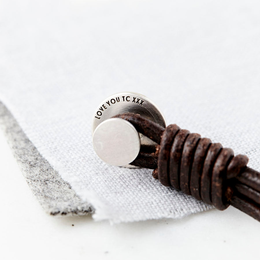 Personalised Men's Silver And Leather Bracelet