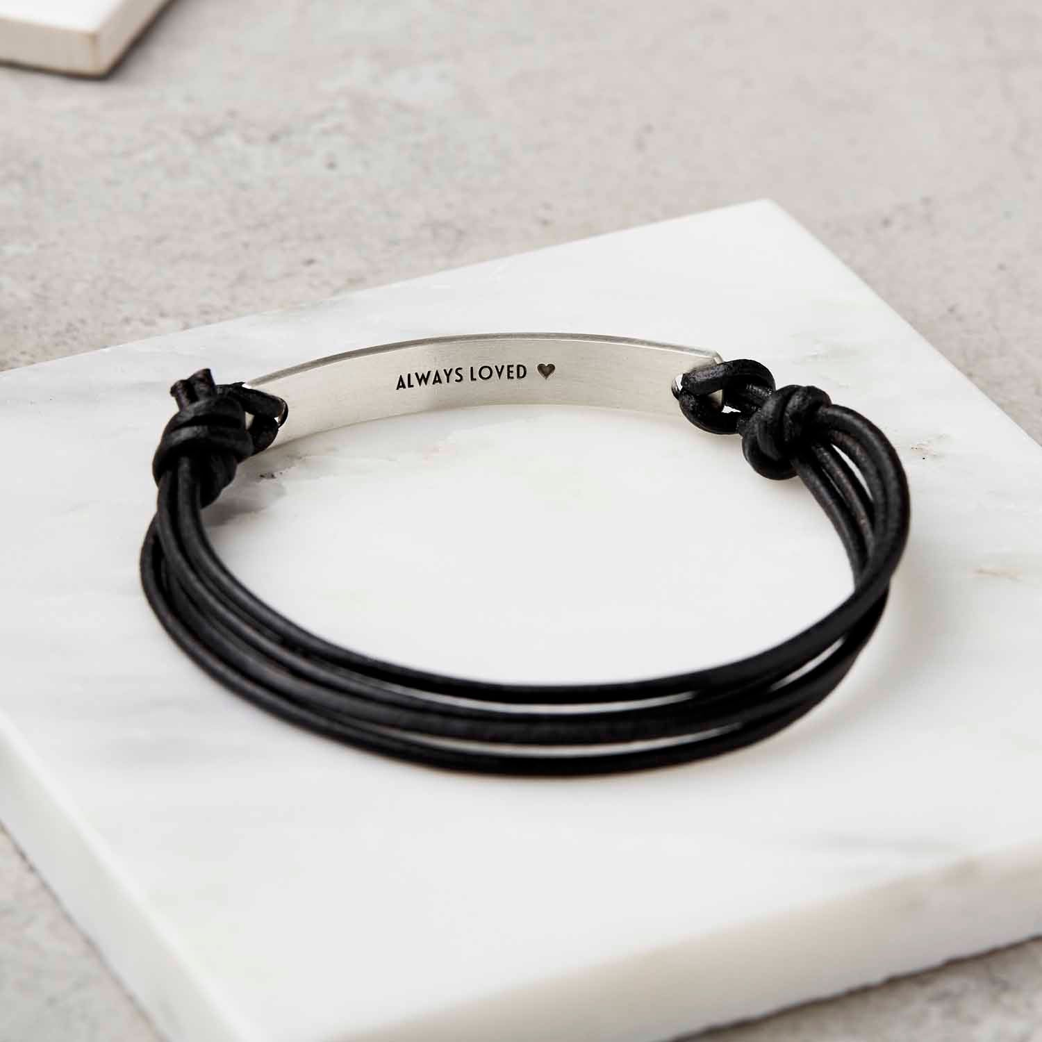 Personalised Silver and Leather Bracelet