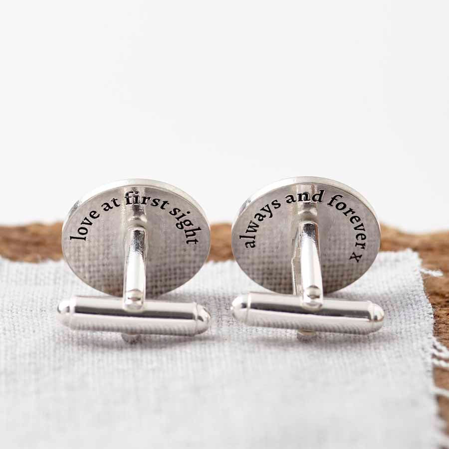 Personalised Sterling Silver Hidden Message Cufflinks engraving