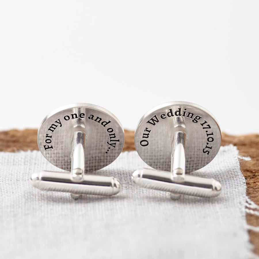 Personalised Solid Silver Wedding Crest Hidden Message Cufflinks