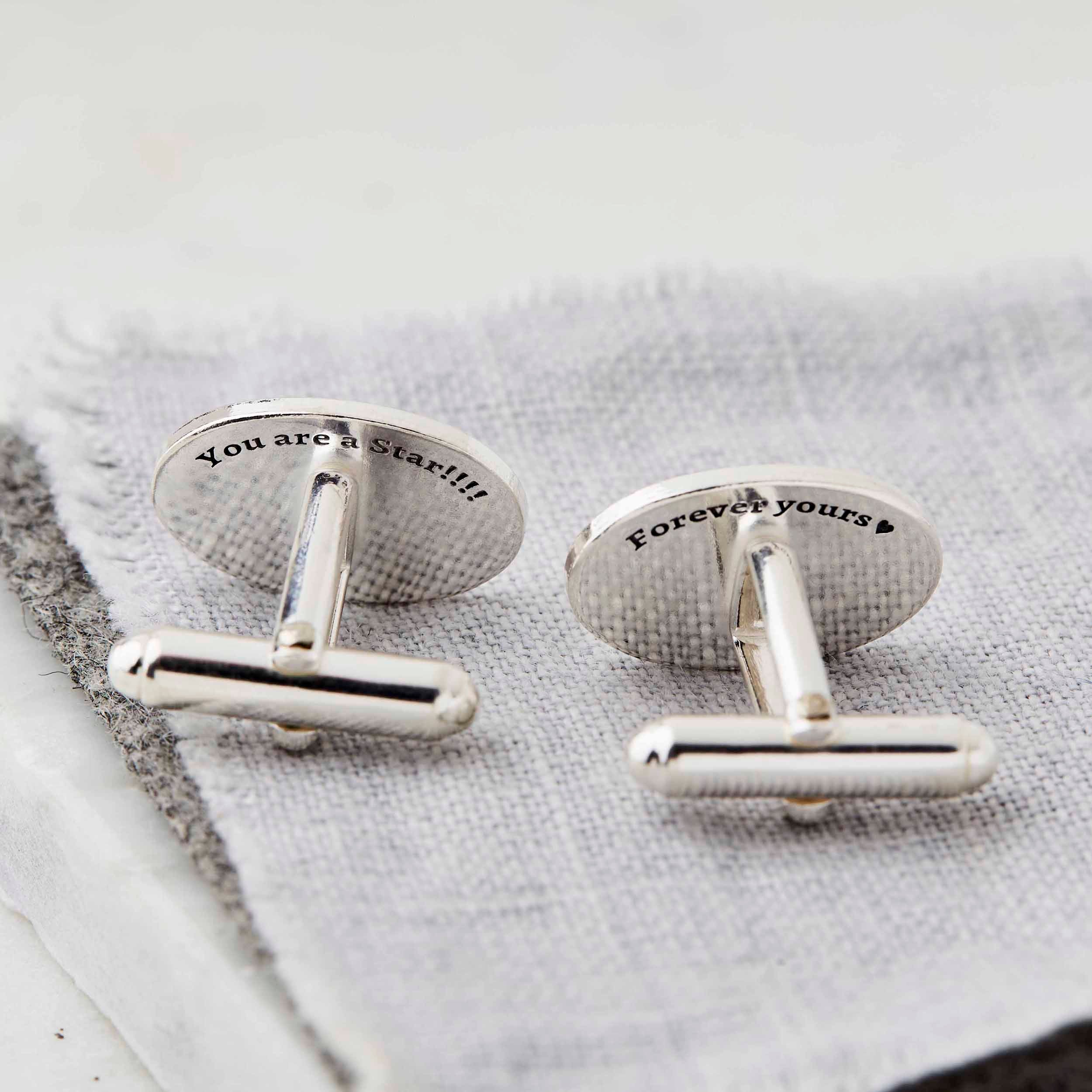 Personalised Oval Sterling Silver And Gold Star Cufflinks