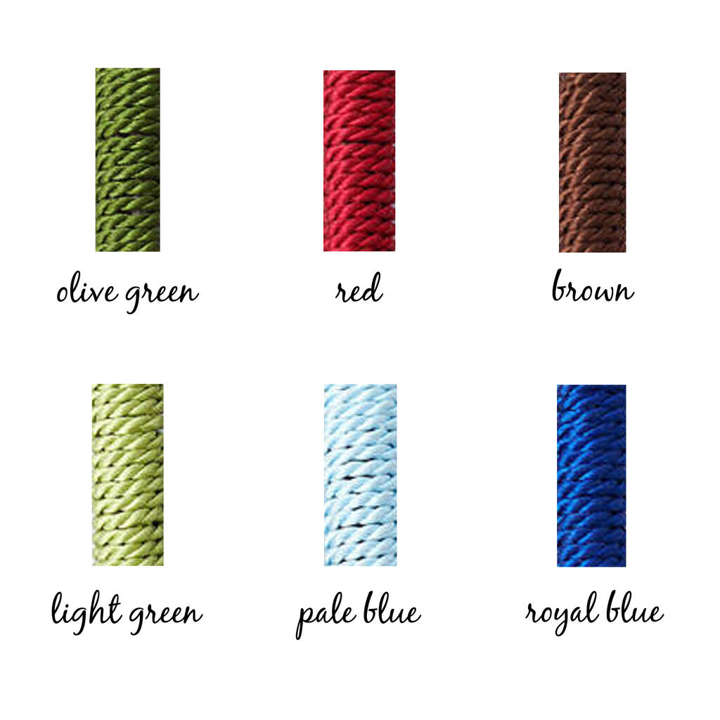 Silver colour options for personalised leather, silk and silver bracelet by Sally Clay Jewellery