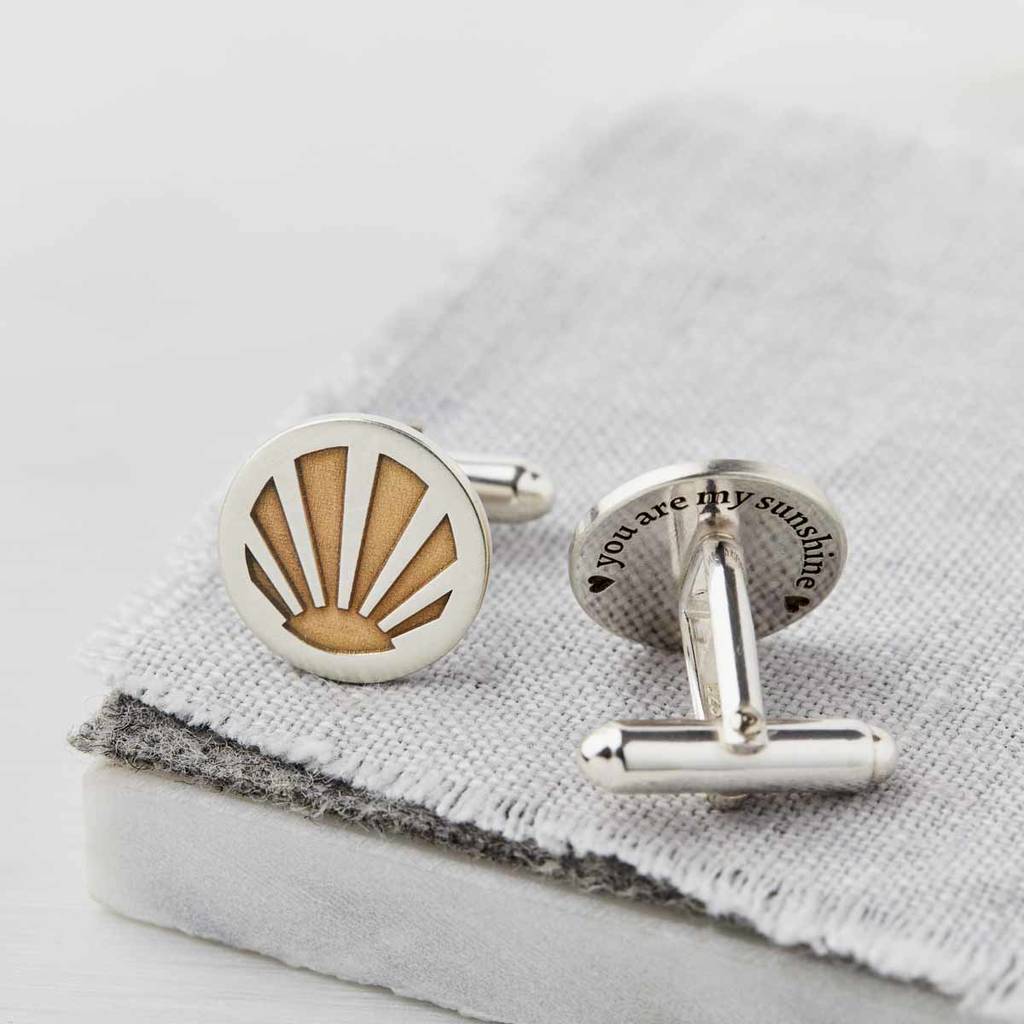 Personalised silver and gold sunburst cufflinks