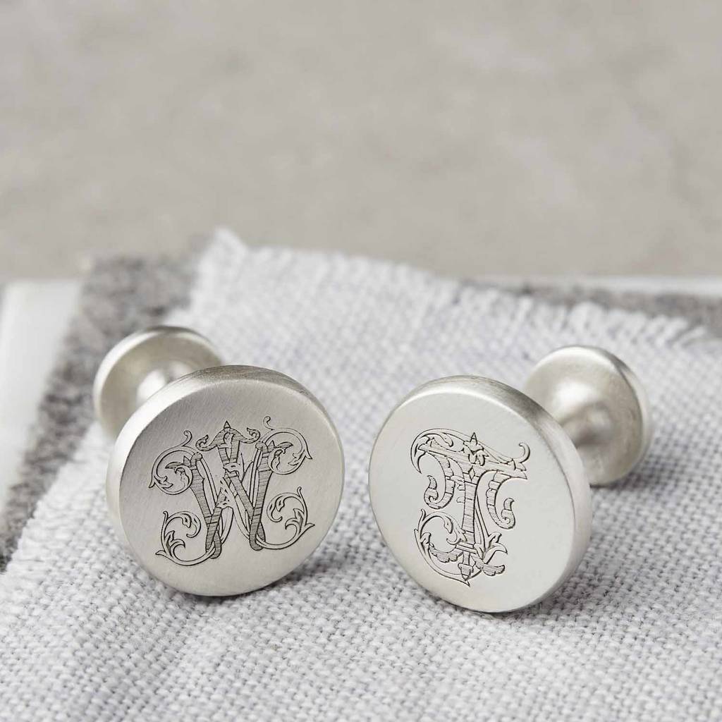 Personalised sterling silver initial monogram cufflinks