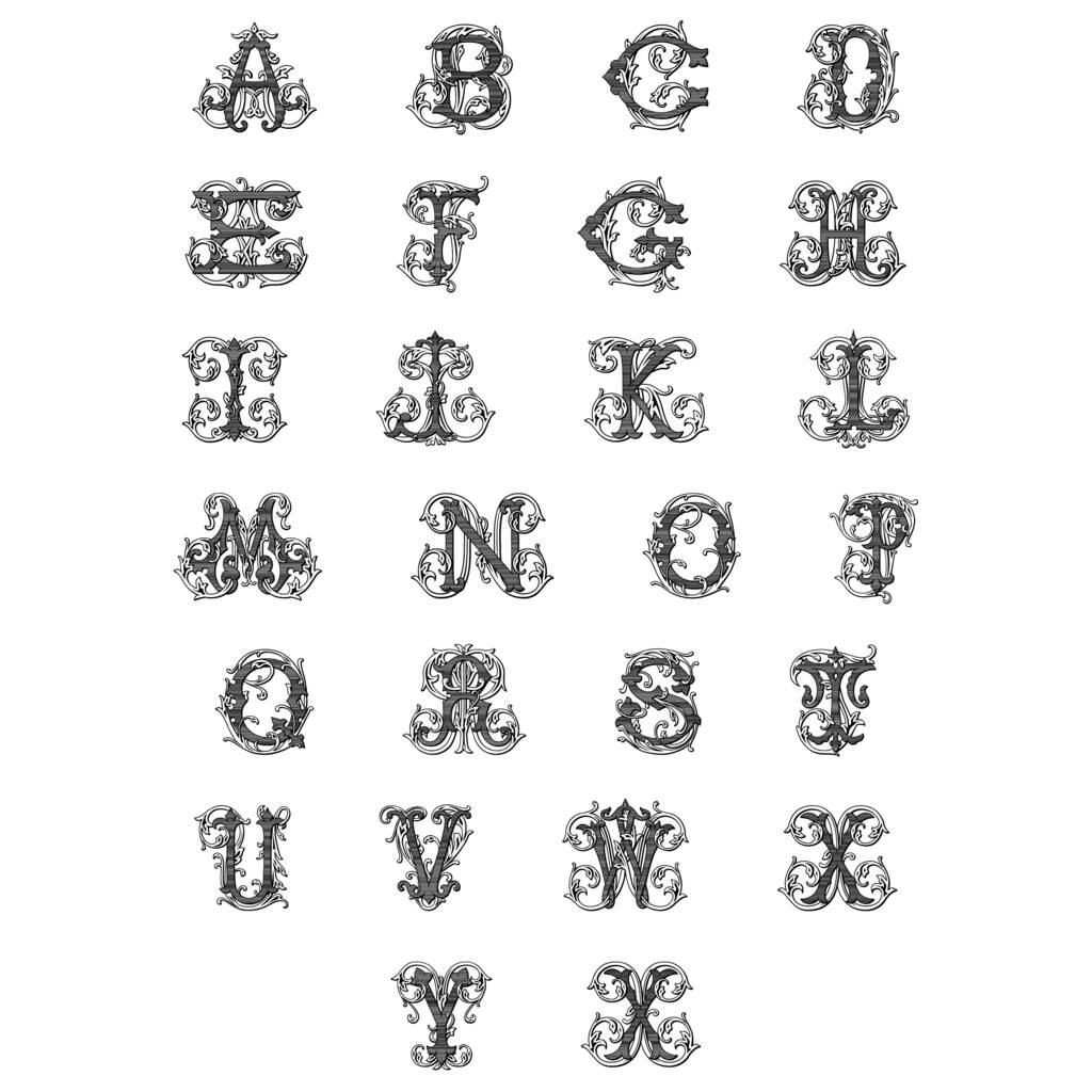 Selection of Personalised sterling silver initial monogram cufflinks