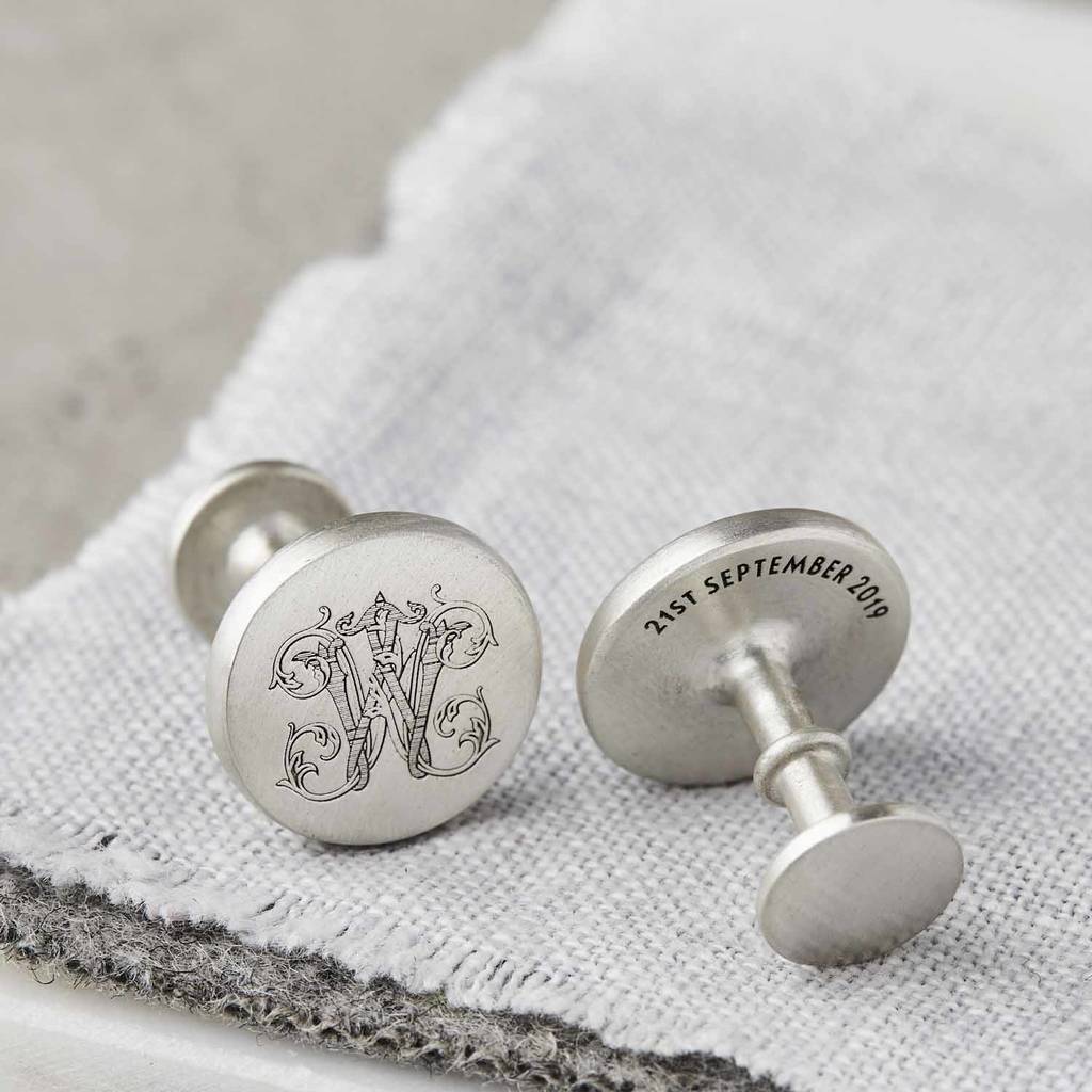 Personalised sterling silver initial monogram cufflinks
