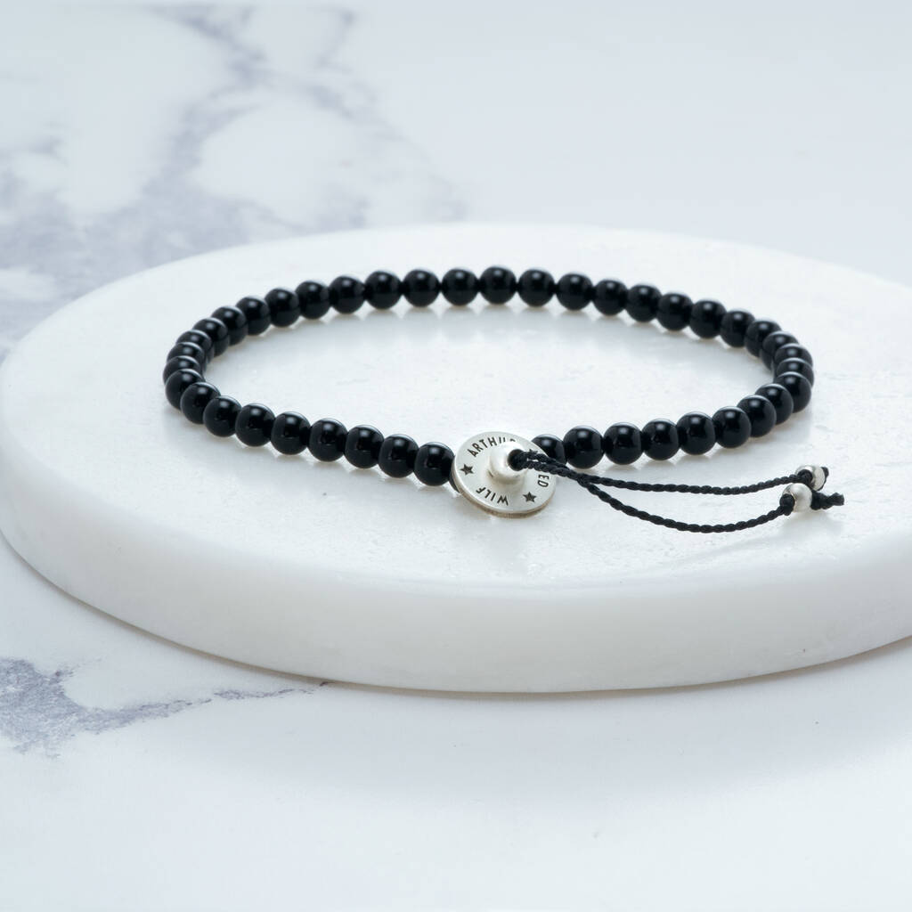 semi precious stones and silver beaded bracelet