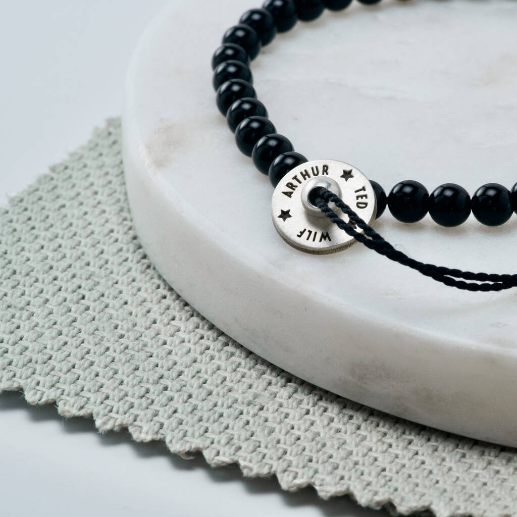 semi precious stones and silver beaded bracelet