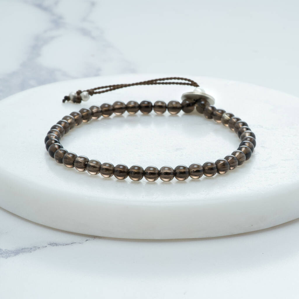 semi precious stones and silver beaded bracelet