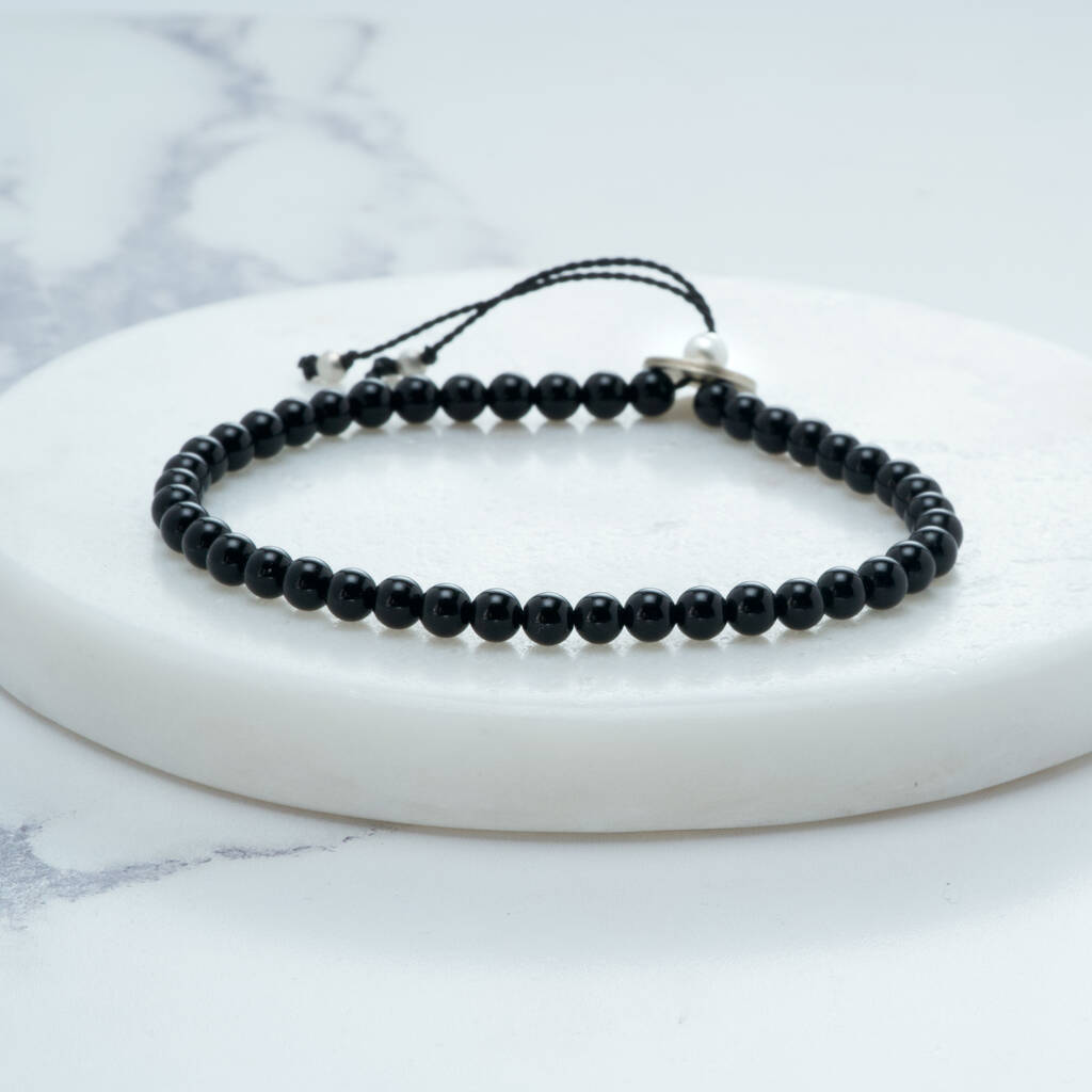 semi precious stones and silver beaded bracelet