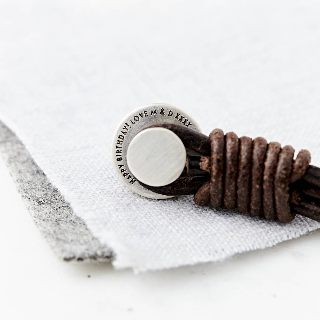 silver leather coded coordinate bracelet
