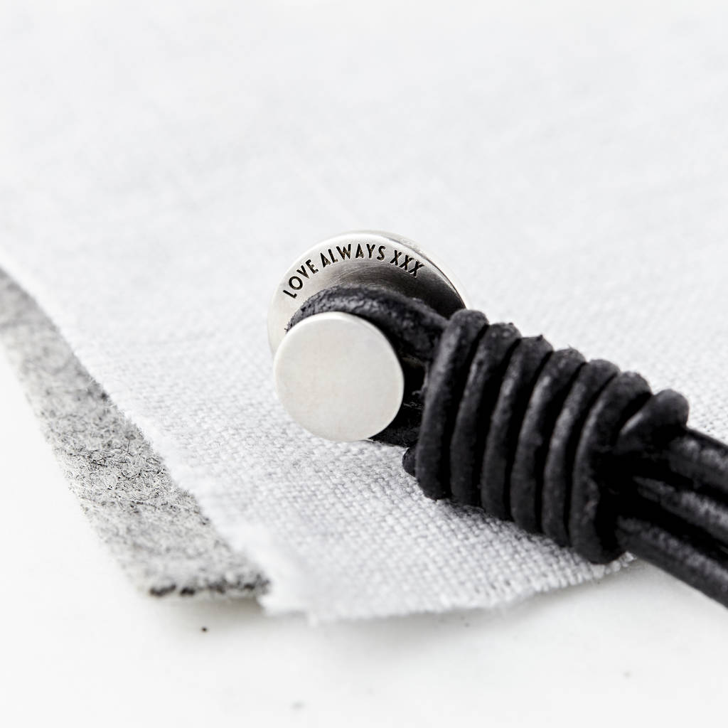 silver leather coded coordinate bracelet