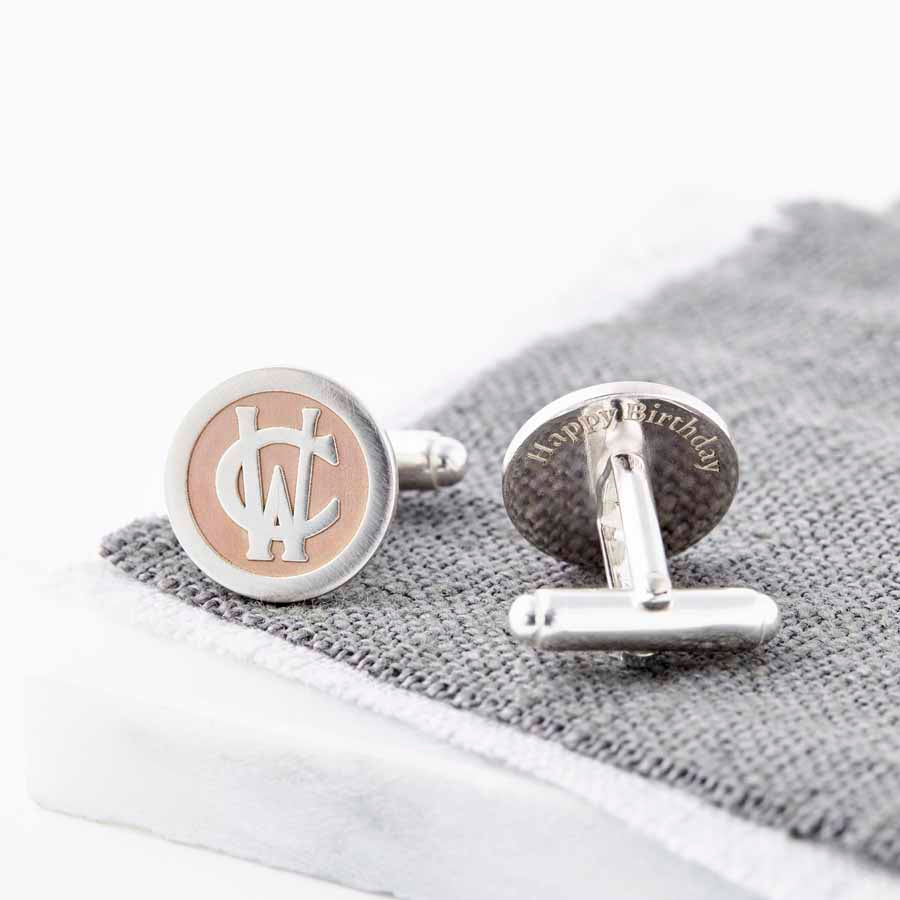 18ct Rose Gold And Silver Entwined Monogram Cufflinks