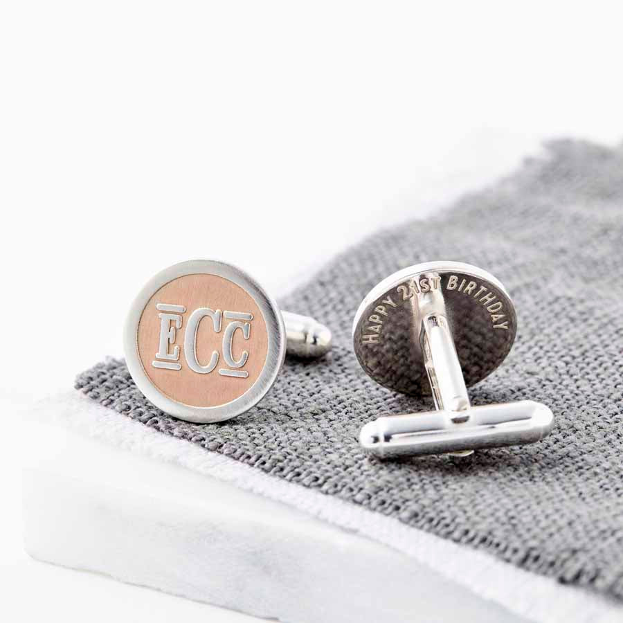 ct Rose Gold And Silver Monogram Cufflinks