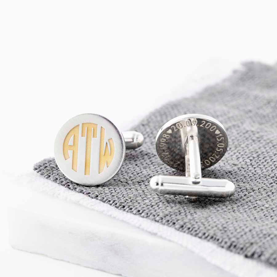 ct Yellow Gold And Silver Art Deco Monogram Cufflinks