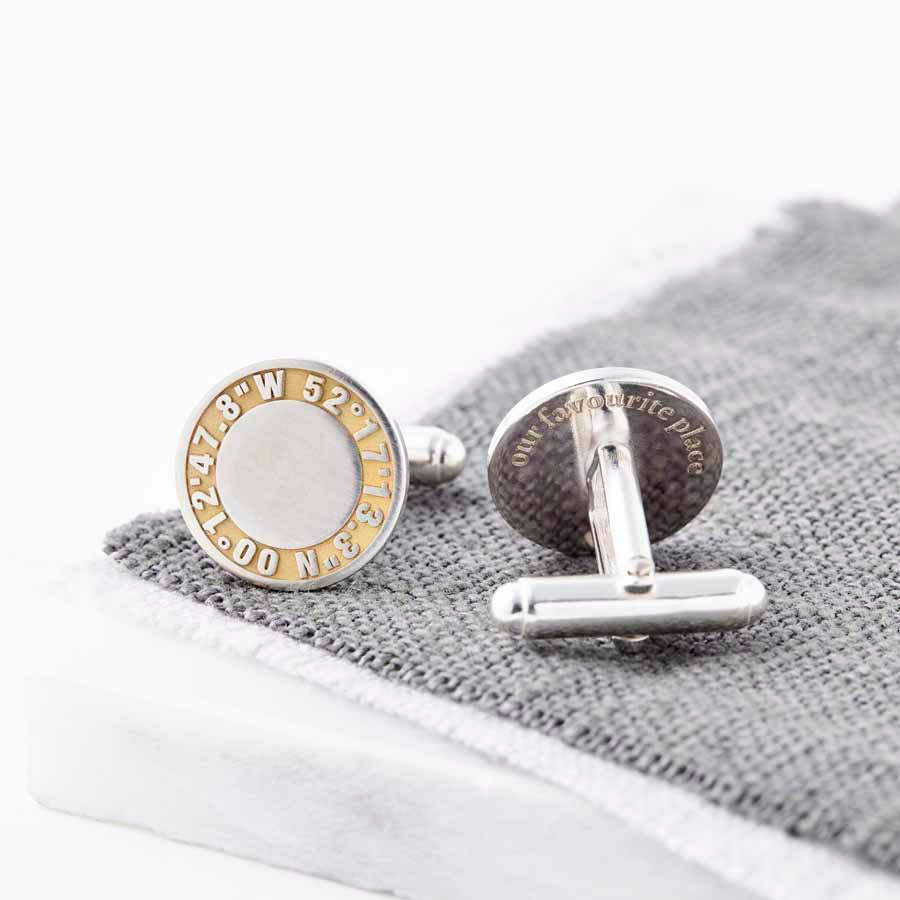 personalised 24ct gold and silver coordinate cufflinks