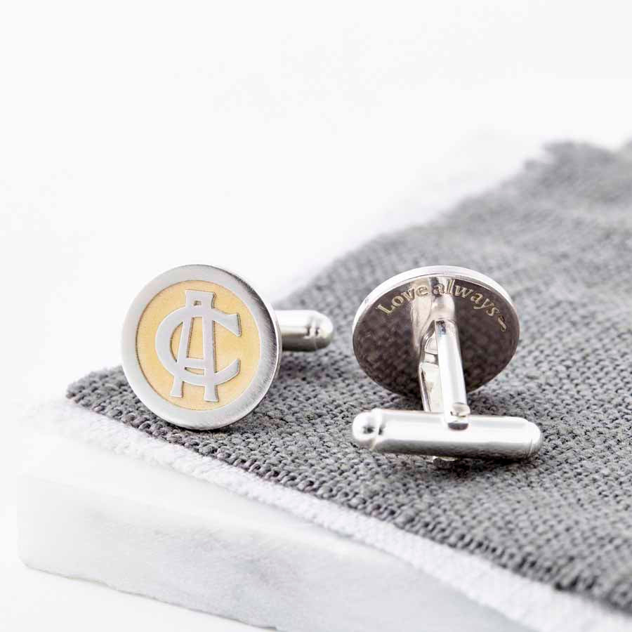 24ct Yellow Gold And Silver Entwined Monogram Cufflinks