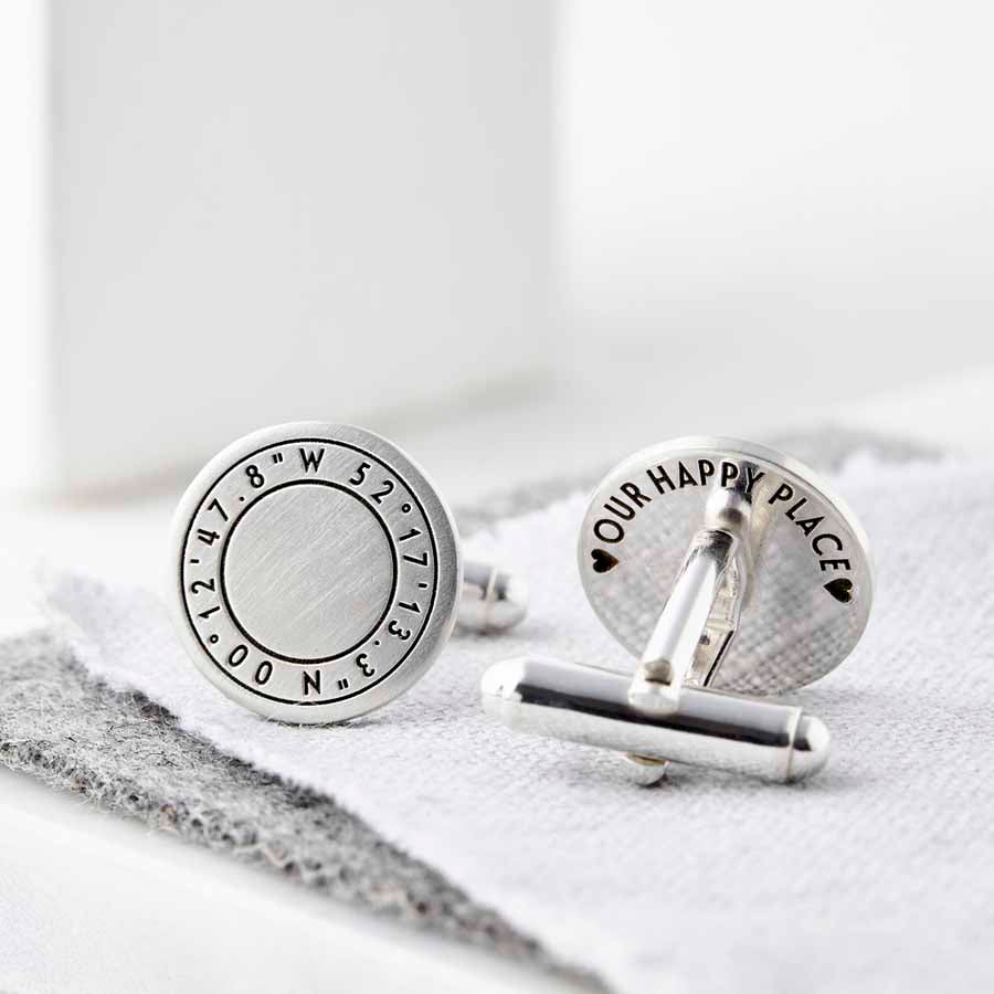 Solid Silver Engraved Pattern Cufflinks fronts