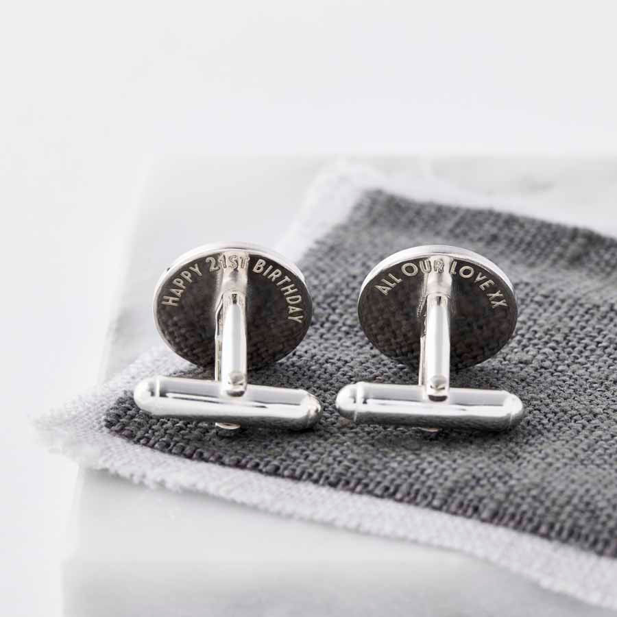 Solid Silver Cufflink with a Deco Design 