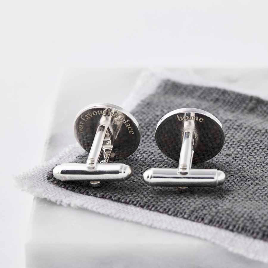 Solid Silver Cufflink Engraved with Our Favourite Place 