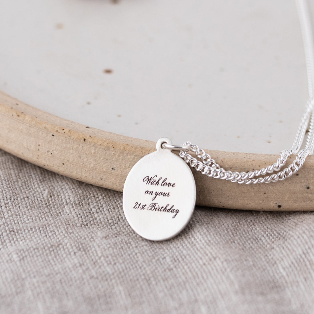 Engraving on Back of Enamel Pendant Necklace