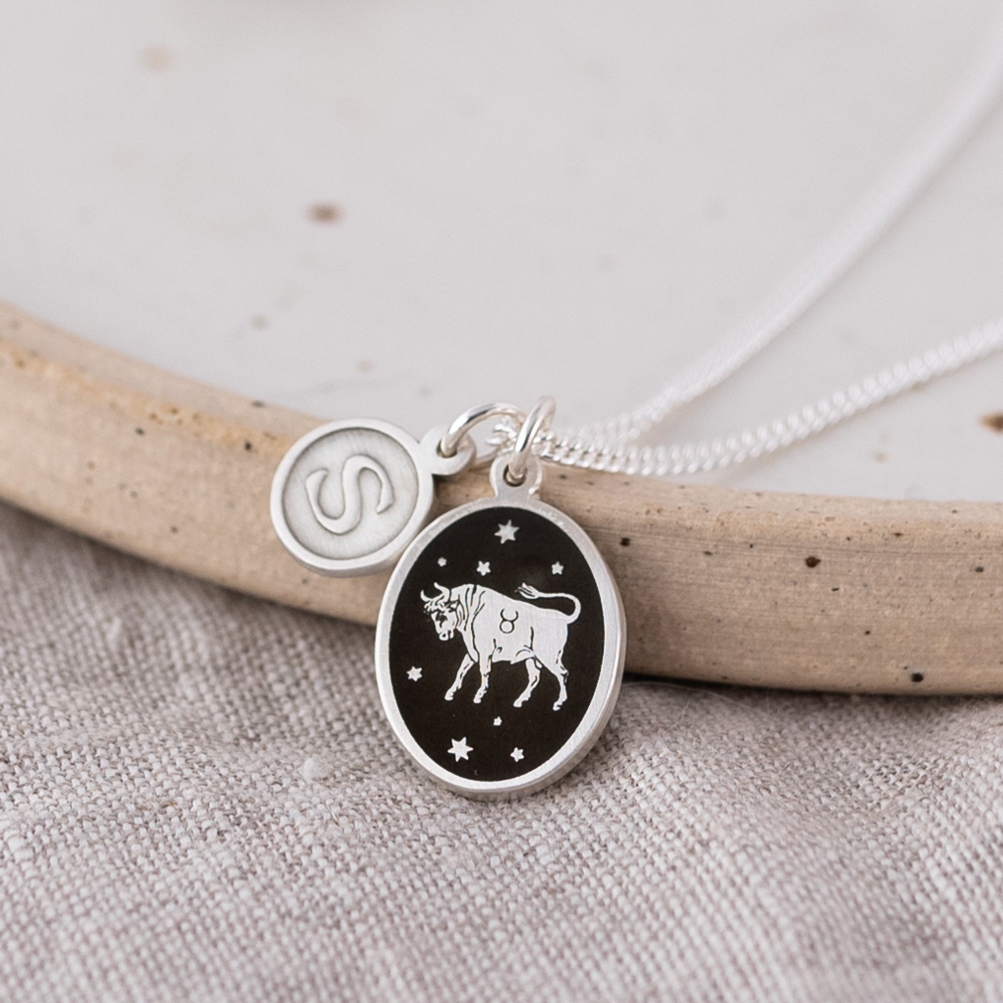 Personalised Men's Silver and Vitreous Enamel Zodiac Necklace