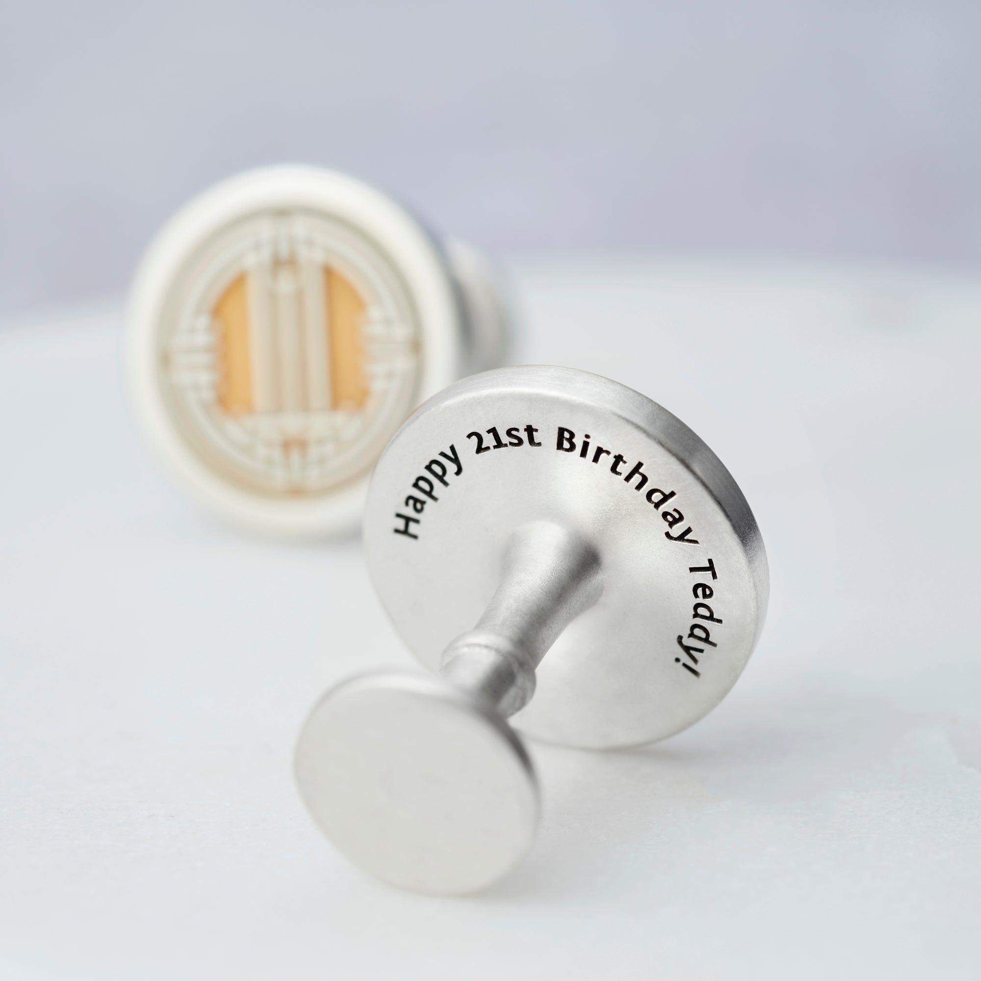 Etched Medallion Cufflinks front and back view