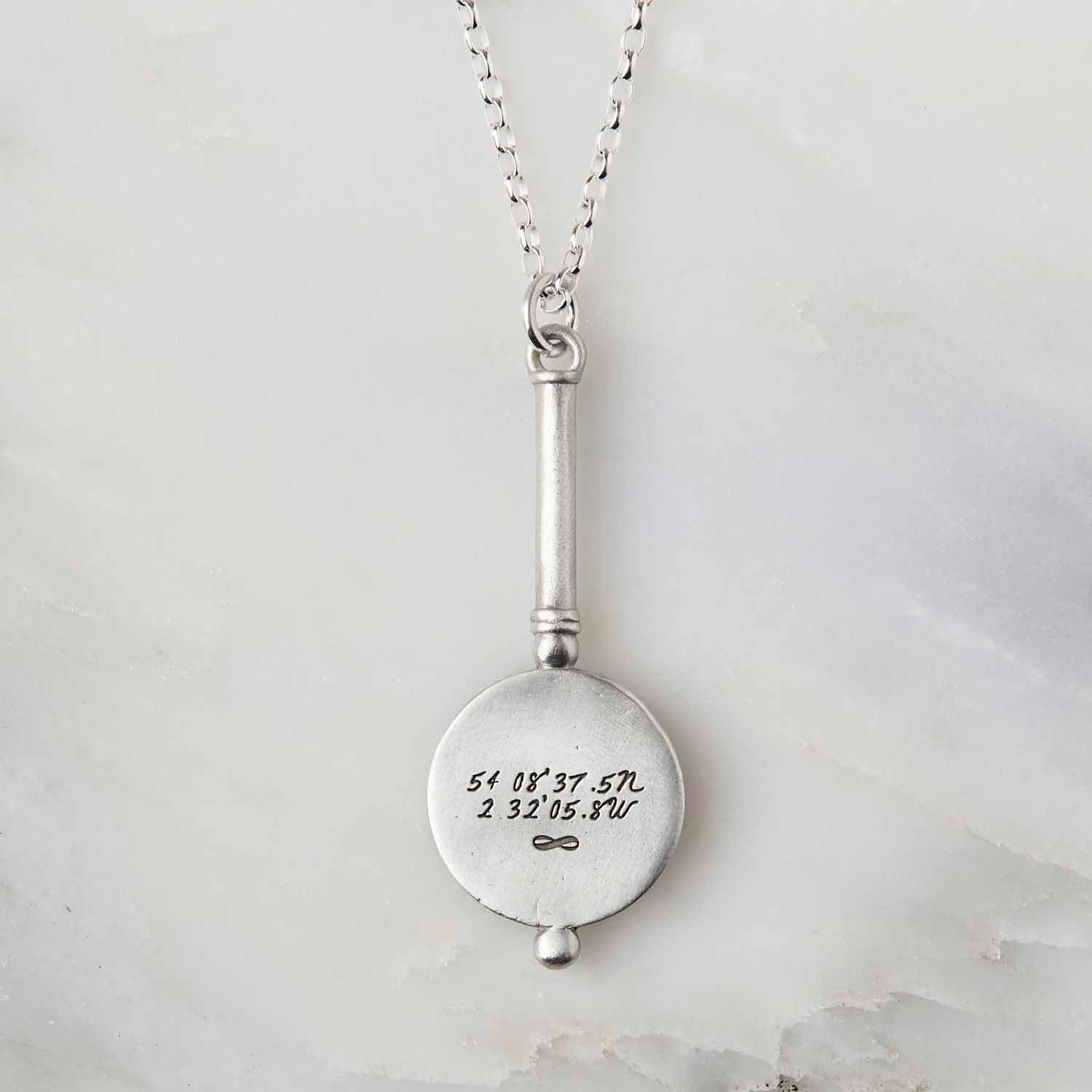 Mirror Pendant Necklace with Special Coordinates