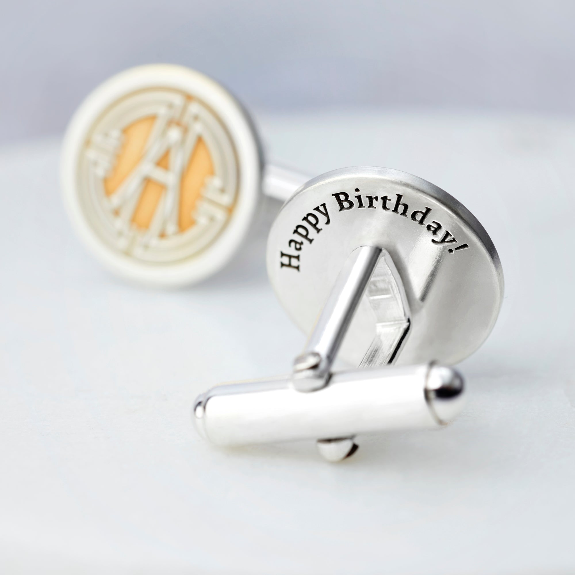 Personalised Sterling Silver and Gold Medallion Initial Monogram Cufflinks