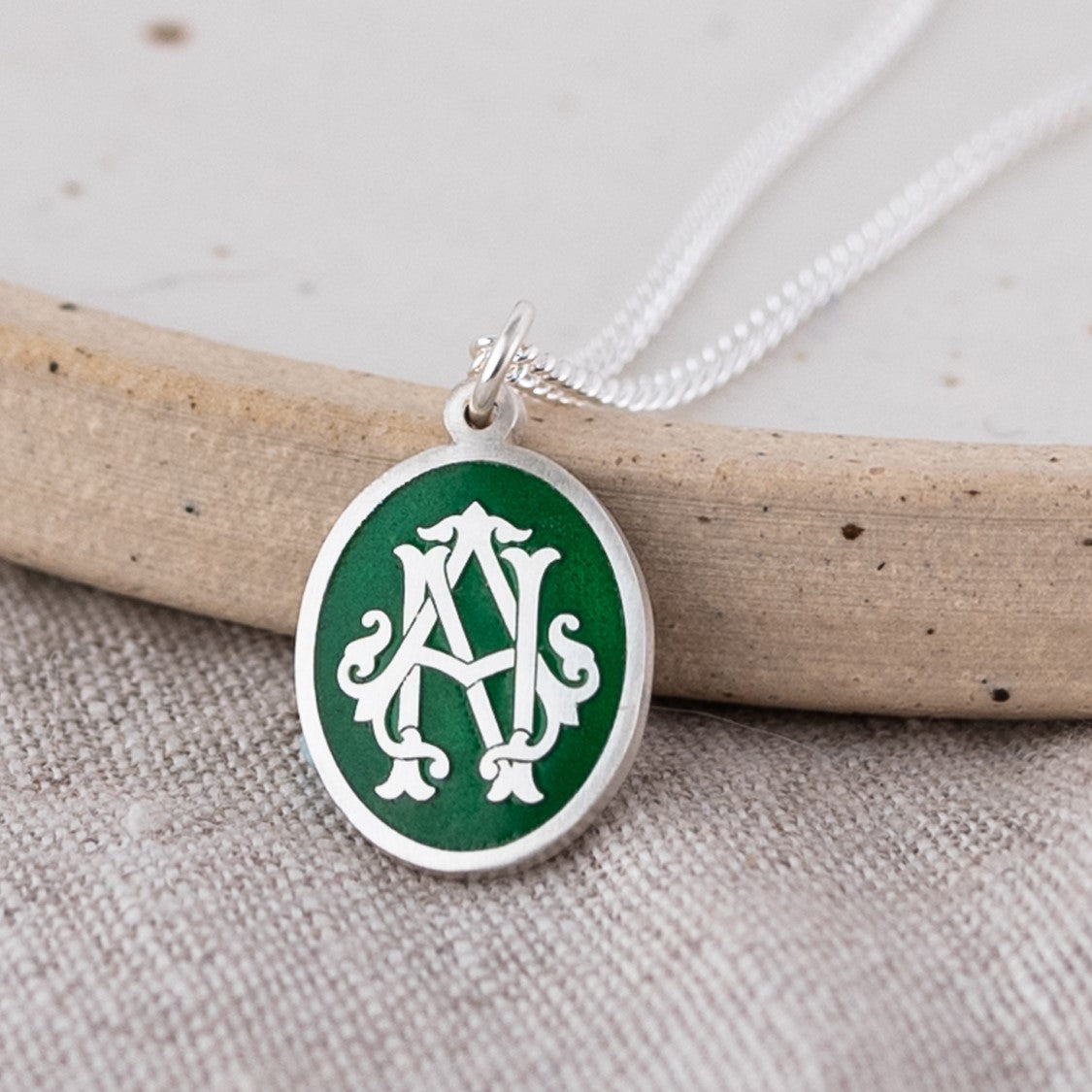 Personalised Silver and Glass Enamel Monogram Necklace