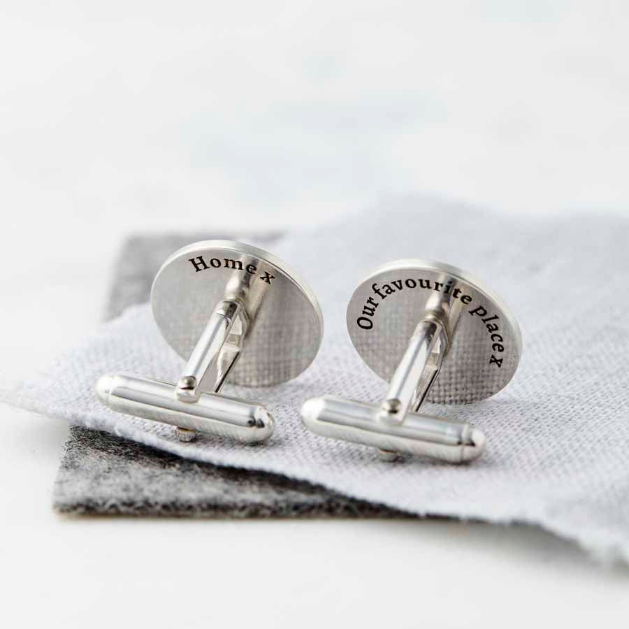 Personalised Coordinate Solid Silver Cufflinks With Secret Message