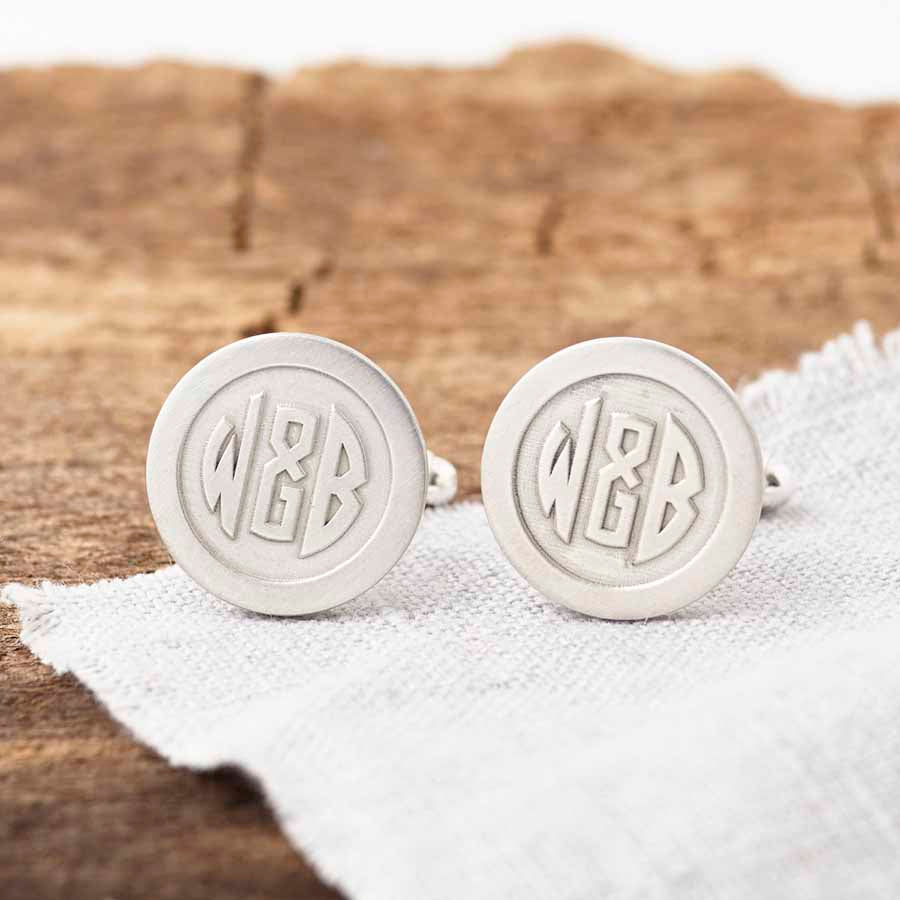 Personalised Deco Monogram Hidden Message Cufflinks