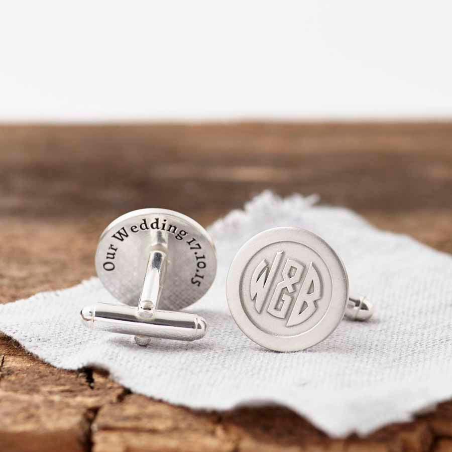 Personalised Deco Monogram Hidden Message Cufflinks