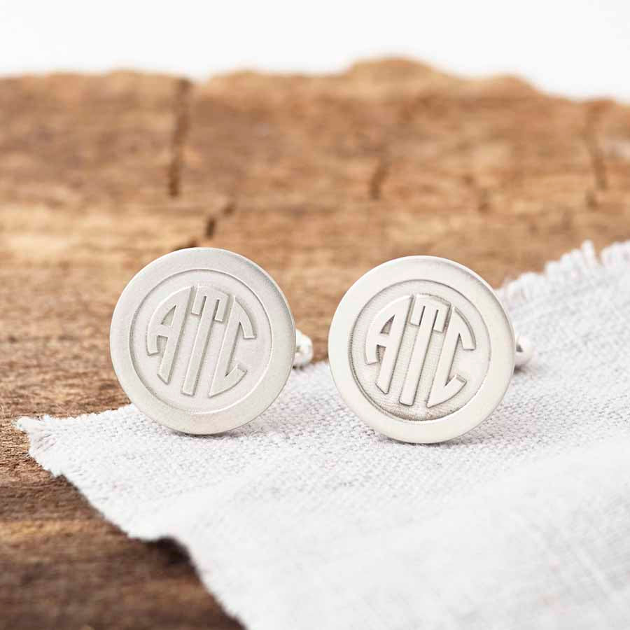 Sterling Silver Cufflinks, Personalized with initials, top personalised monograms or symbols