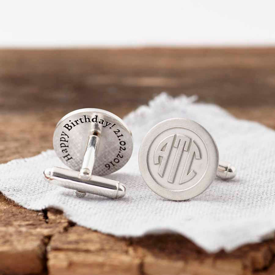 Personalised Deco Monogram Hidden Message Cufflinks