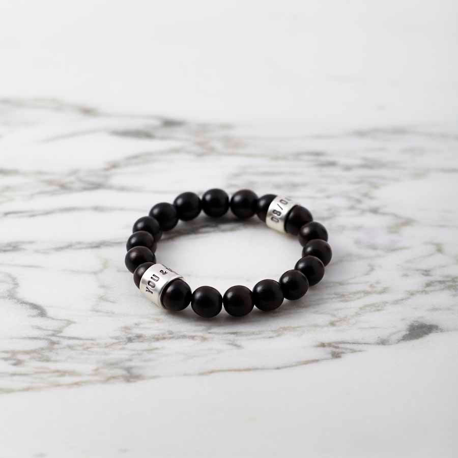 Personalised Ebony And Silver Bead Bracelet