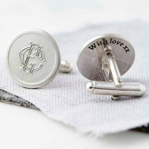 Personalised Entwined Monogram Secret Message Solid Silver Cufflinks 