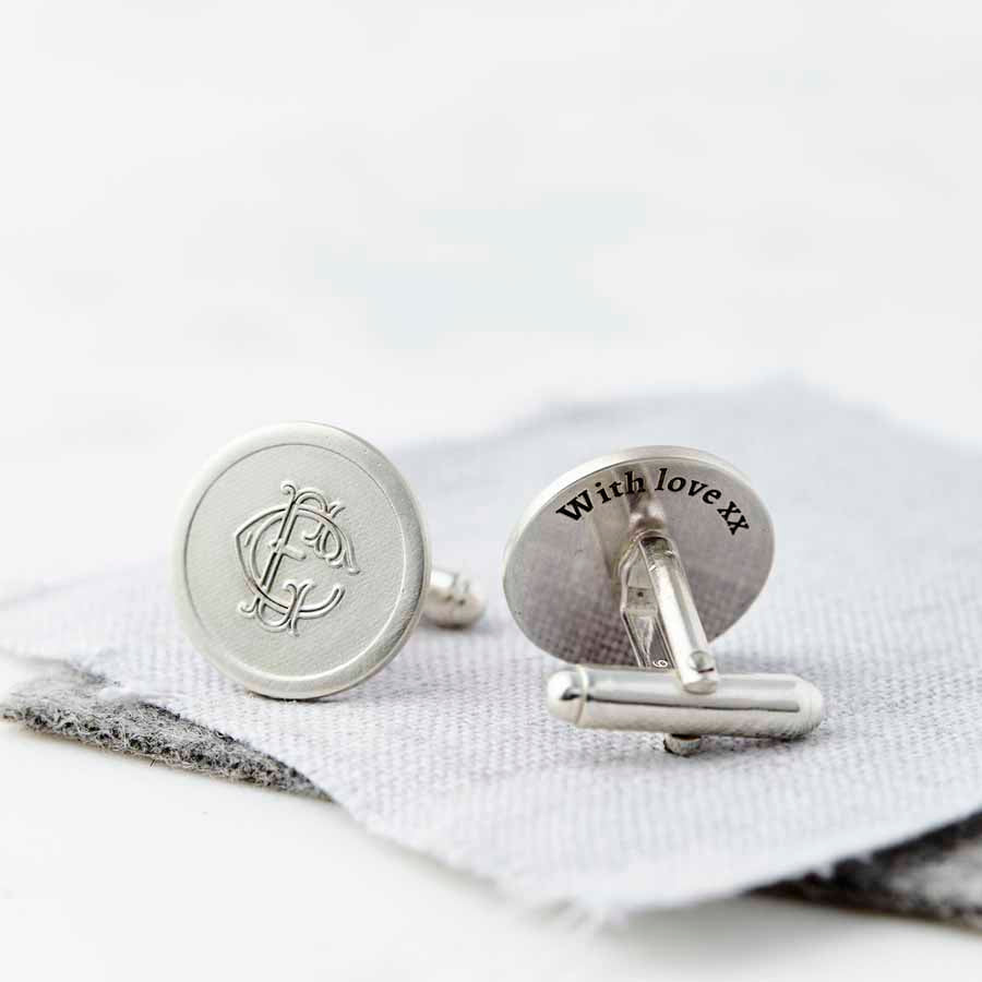 Personalised Entwined Monogram Secret Message Solid Silver Cufflinks 