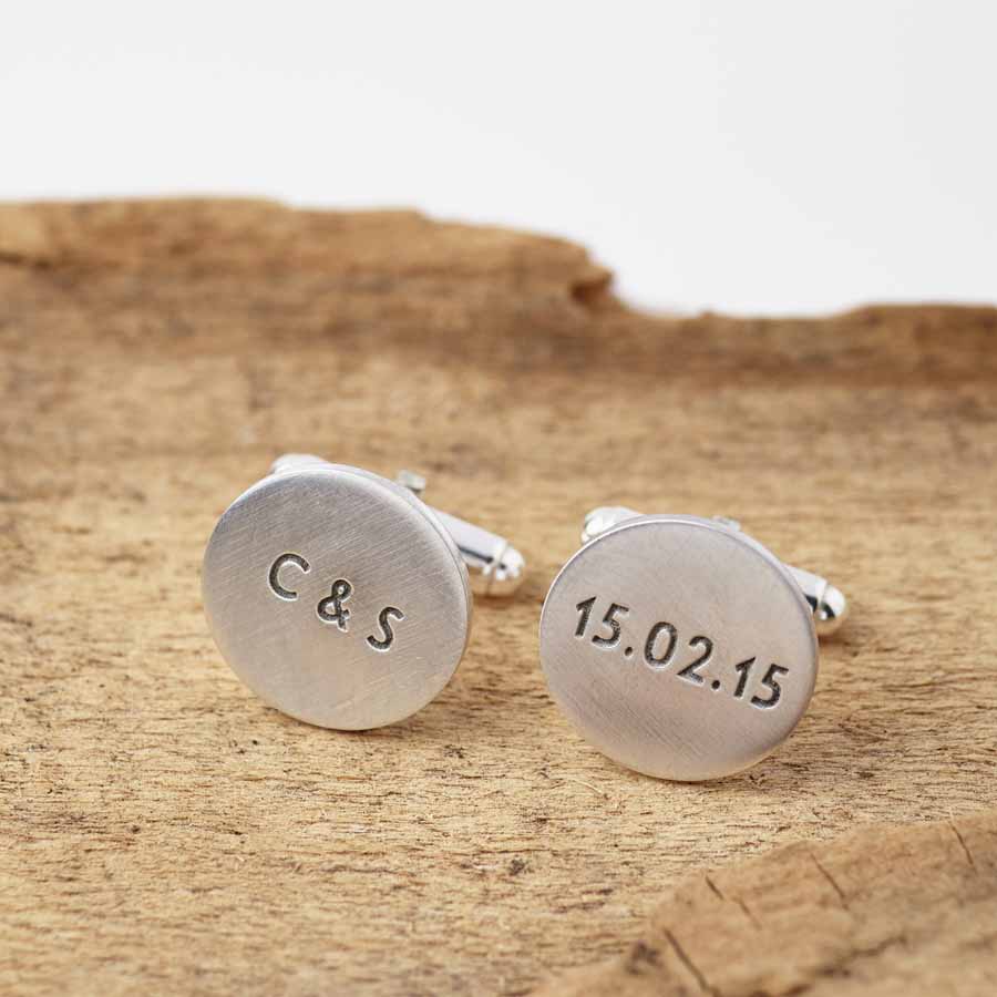 Personalised Round Silver Cufflinks