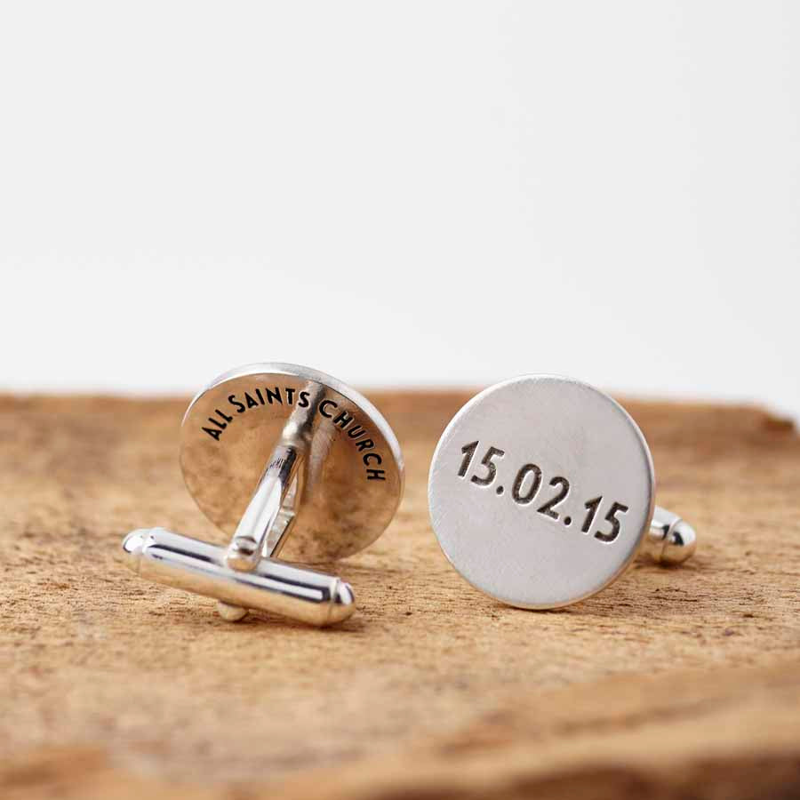 Personalised Round Silver Cufflinks