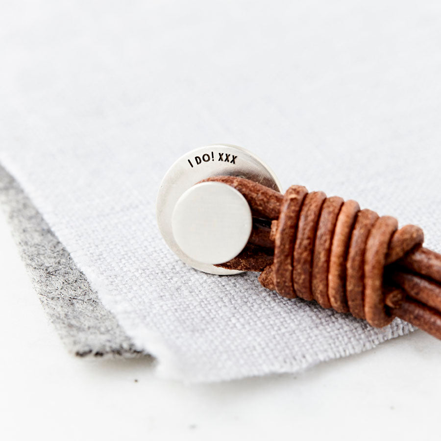 Personalised Secret Message Silver And Leather Bracelet