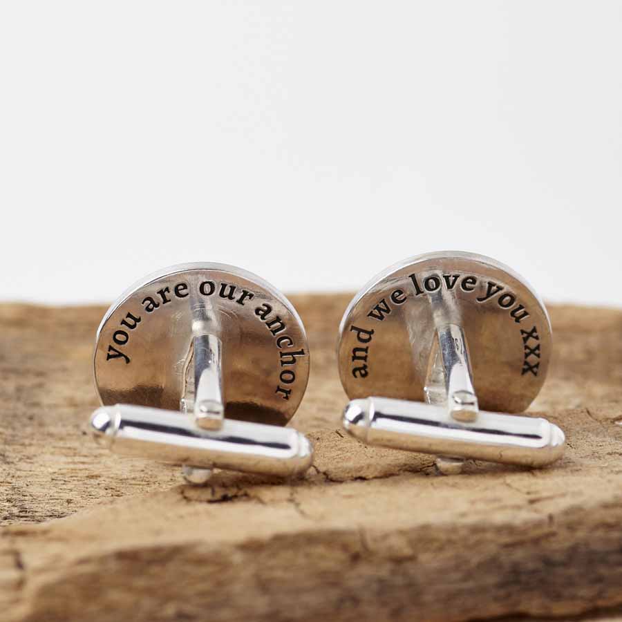 Personalised Silver Anchor Hidden Message Cufflinks