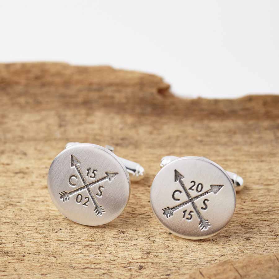 Personalised Silver Arrow Hidden Message Cufflinks