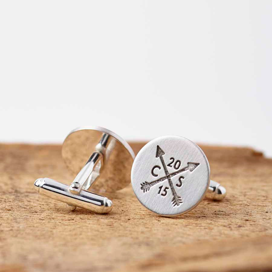 Personalised Silver Arrow Hidden Message Cufflinks