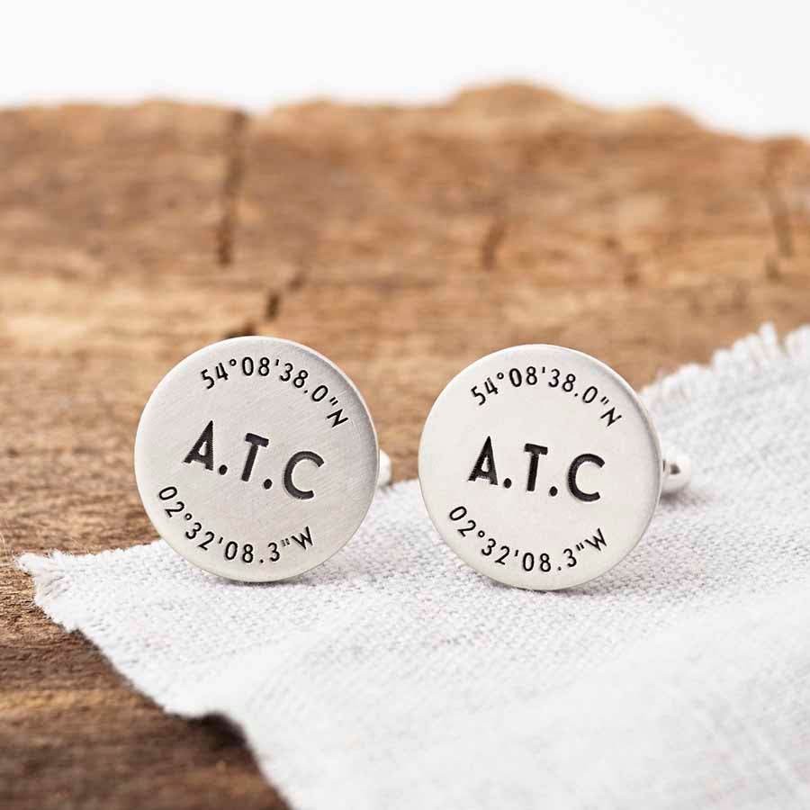 Personalised Silver Coordinate And Initials Cufflinks Initials